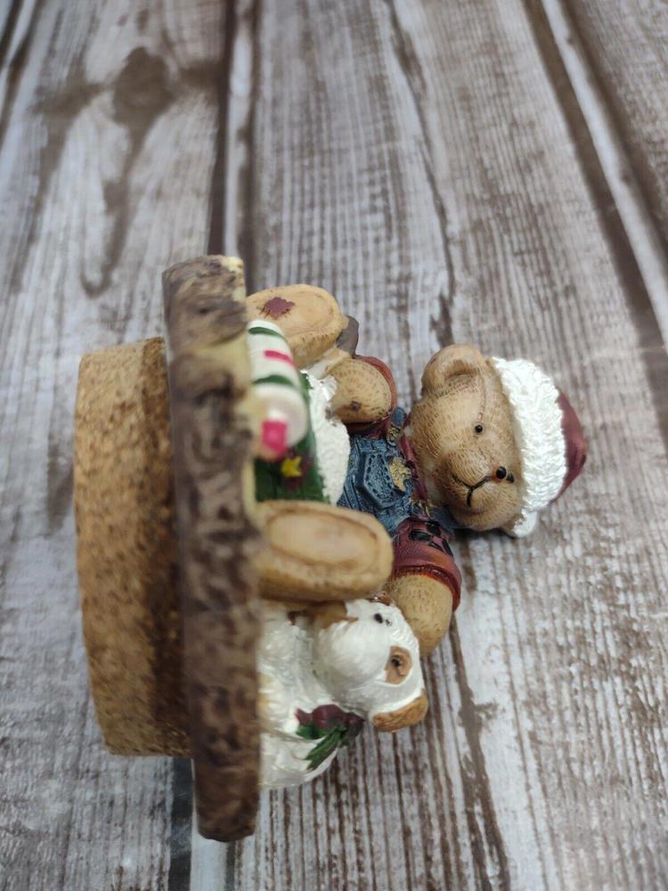 Christmas Small Candle Jar Topper Baking With Teddy Bear and Puppy - Picture 7 of 8